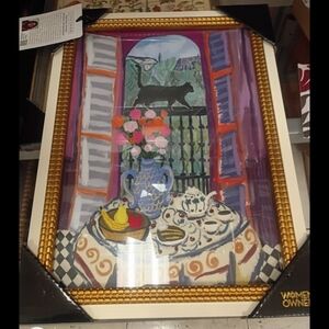 NWT NEW Sapna Shah Cat Art Framed Print